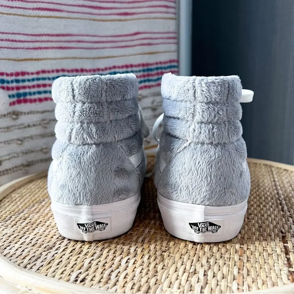 Vans U Sk8-Hi Faux Fur Drizzle Blanc-De-Blanc High Top Sneakers Women’s Size 10 - Picture 5 of 8